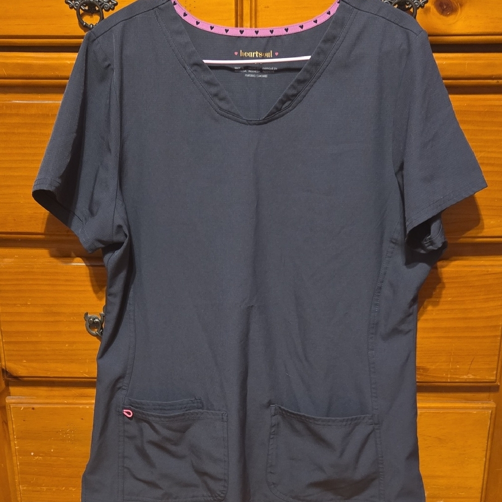 HeartSoul Women's Navy Short Sleeve Scrub Top